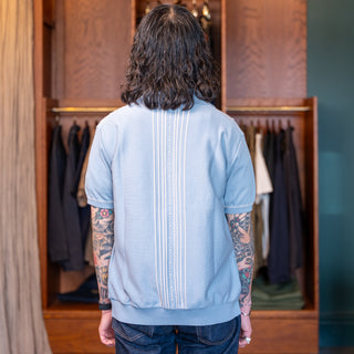 Pherrow's Short Sleeve Knitted Cardigan Light Blue Sax