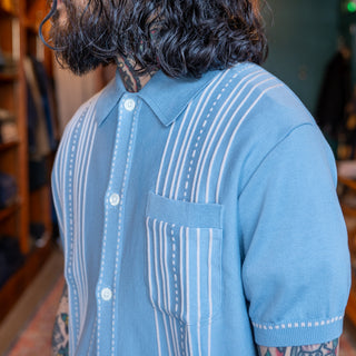 Pherrow's Short Sleeve Knitted Cardigan Light Blue Sax