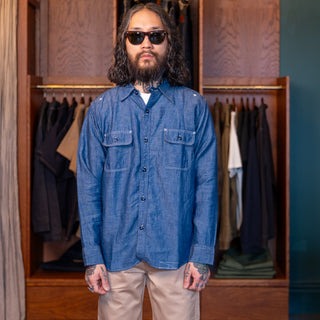 Pherrow's - 770WS Chambray Work Shirt - Blue