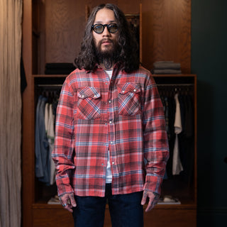Wythe Washed Flannel PearlSnap Shirt Cactus Flower Plaid