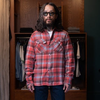 Wythe Washed Flannel PearlSnap Shirt Cactus Flower Plaid