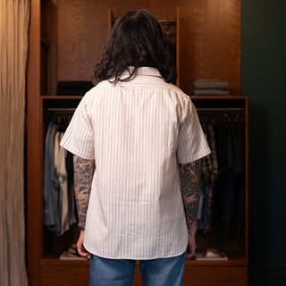 Sugar Cane Work Shirt Fiction Romance 8.5oz Wabash Stripe White Short Sleeve