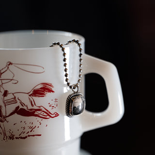 Red Rabbit Trading Co White Buffalo Square Twist Charm + Chain