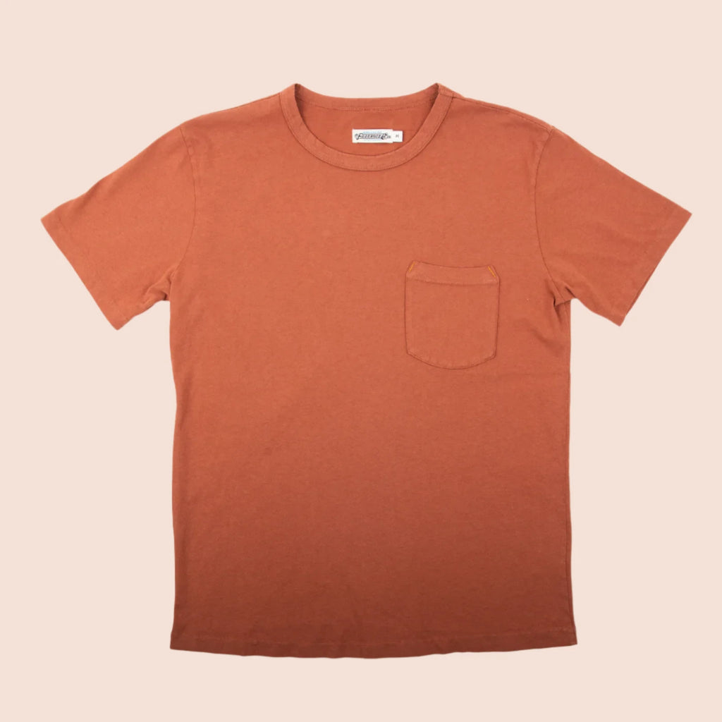 Freenote Cloth - 9 oz Pocket T-shirt - Picante  - Front Flat Lay