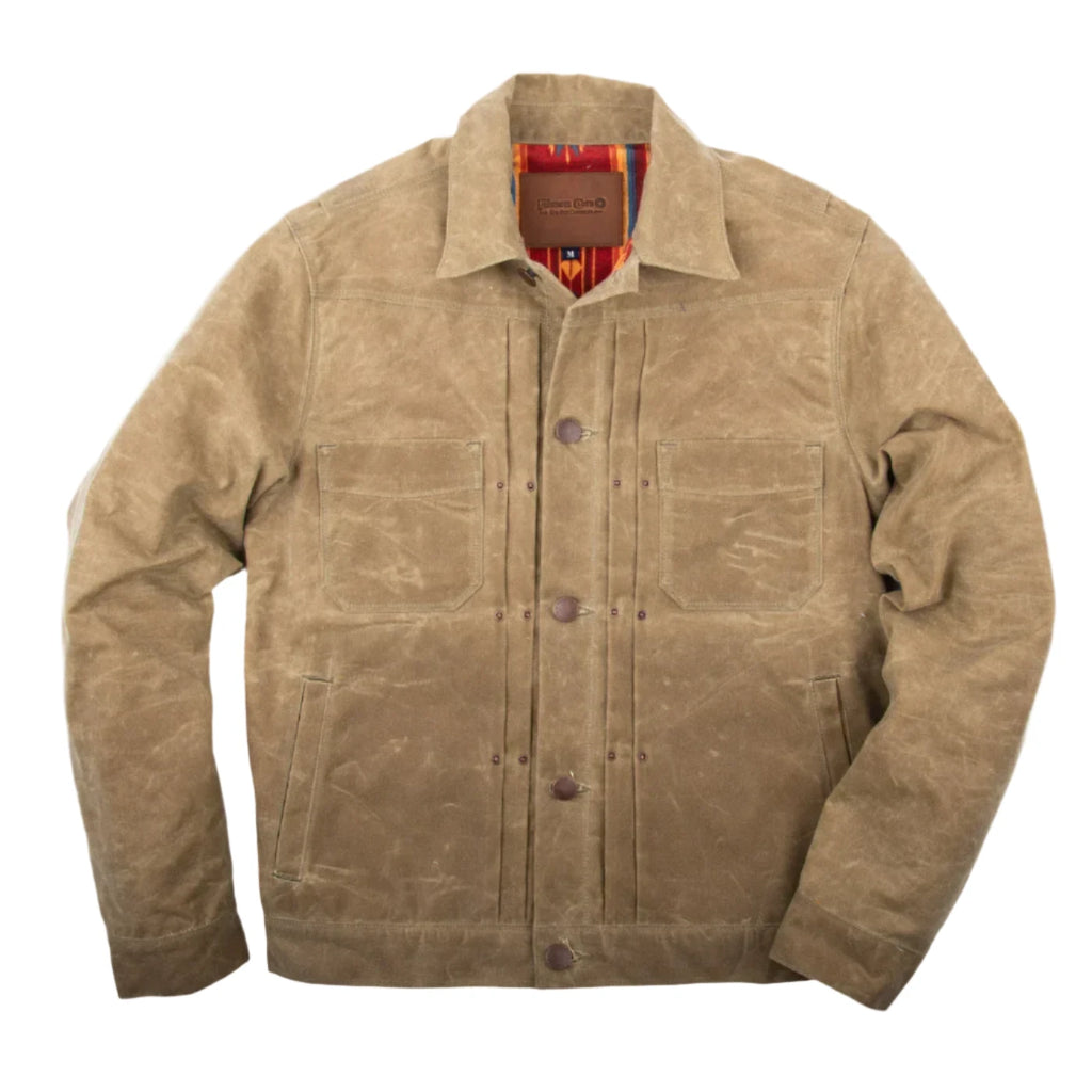 Freenote Cloth - RJ1 Riders Jacket - Tobacco Waxed Canvas  - Front View