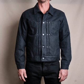 Freenote Cloth Riders Jacket Heavy Waxed Canvas Black Alpaca