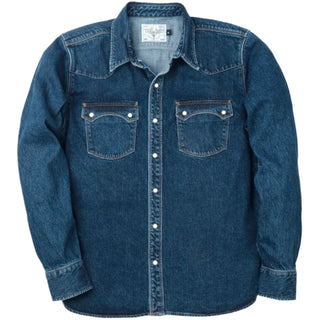 Freenote Cloth - modern western Shirt - 11 ounce - washed denim - Front View
