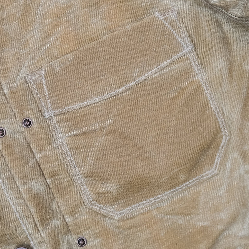 Freenote Cloth - RJ1 Riders Jacket - Tobacco Waxed Canvas- close up of chest pocket