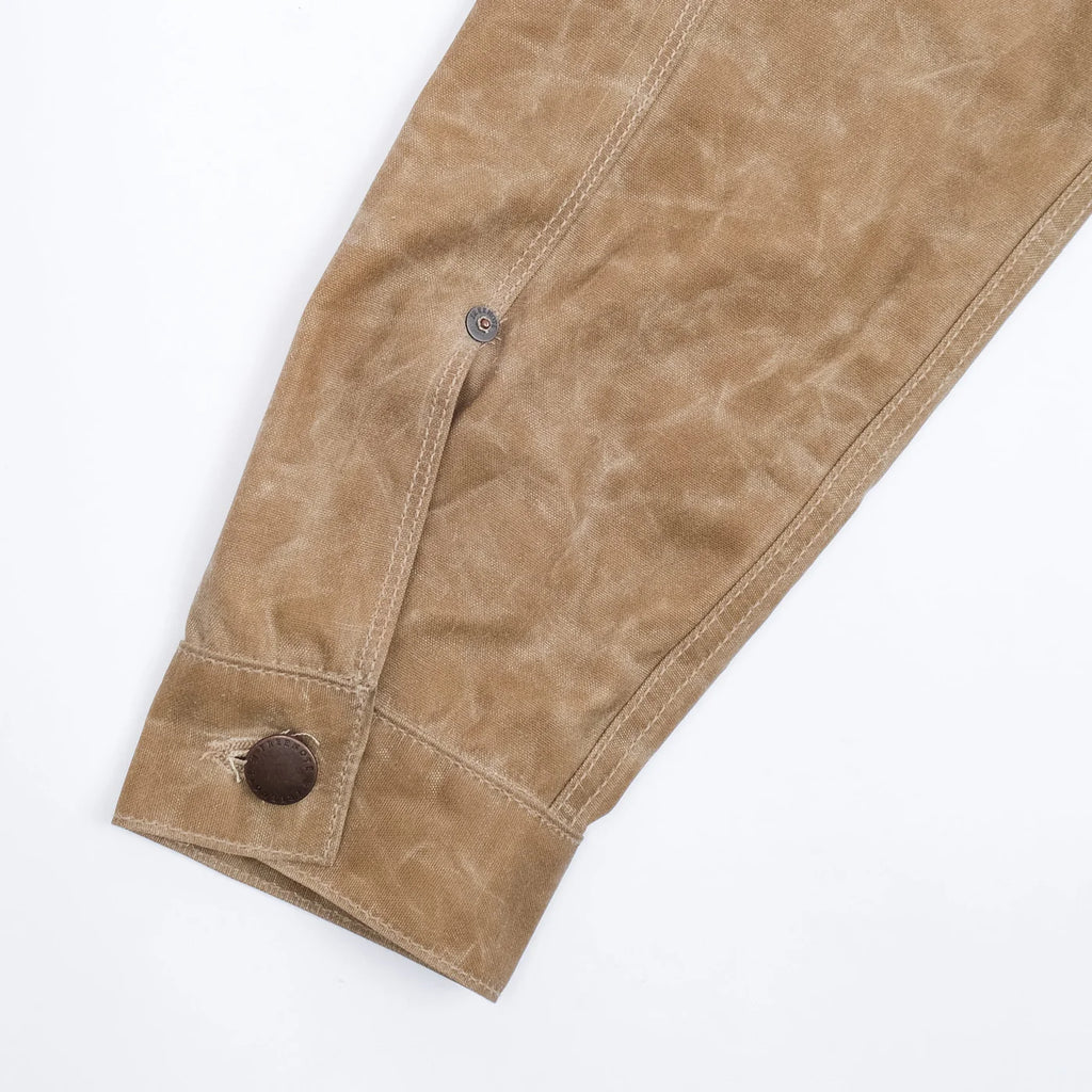 Freenote Cloth - RJ1 Riders Jacket - Tobacco Waxed Canvas - close up of cuff